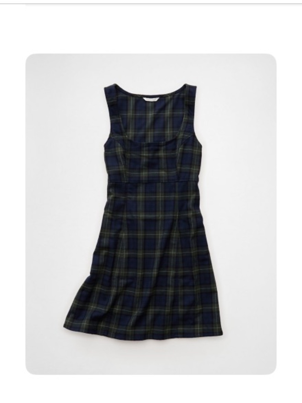 American Eagle Outfitters Navy and Green Plaid Sleeveless Mini Dress